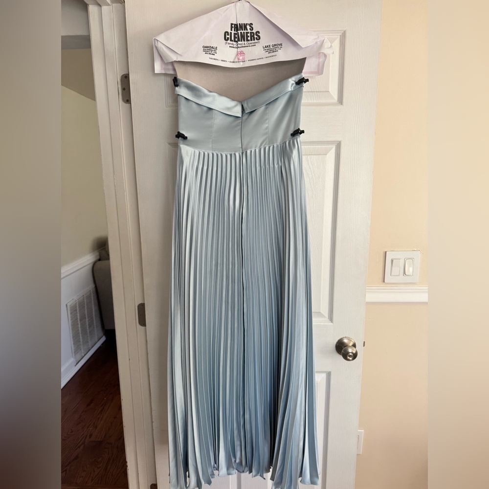 Revelry Saylor Satin Pleated Dress in Sky Blue (738) - Picture 3 of 4